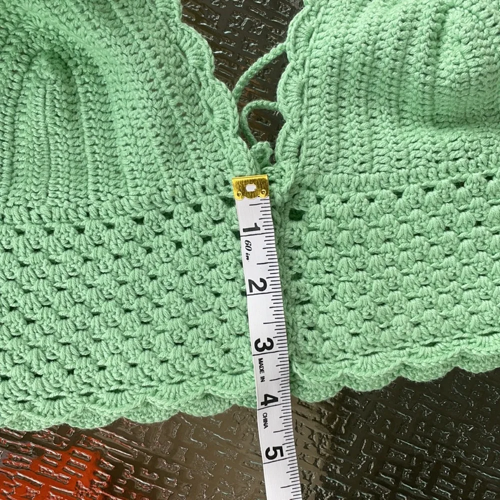 Handmade Crochet Green Bikini Top 100% Cotton M/L